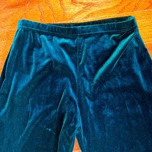 Warm cozy green velvet leggings. Size small S/M. There is one tiny hole